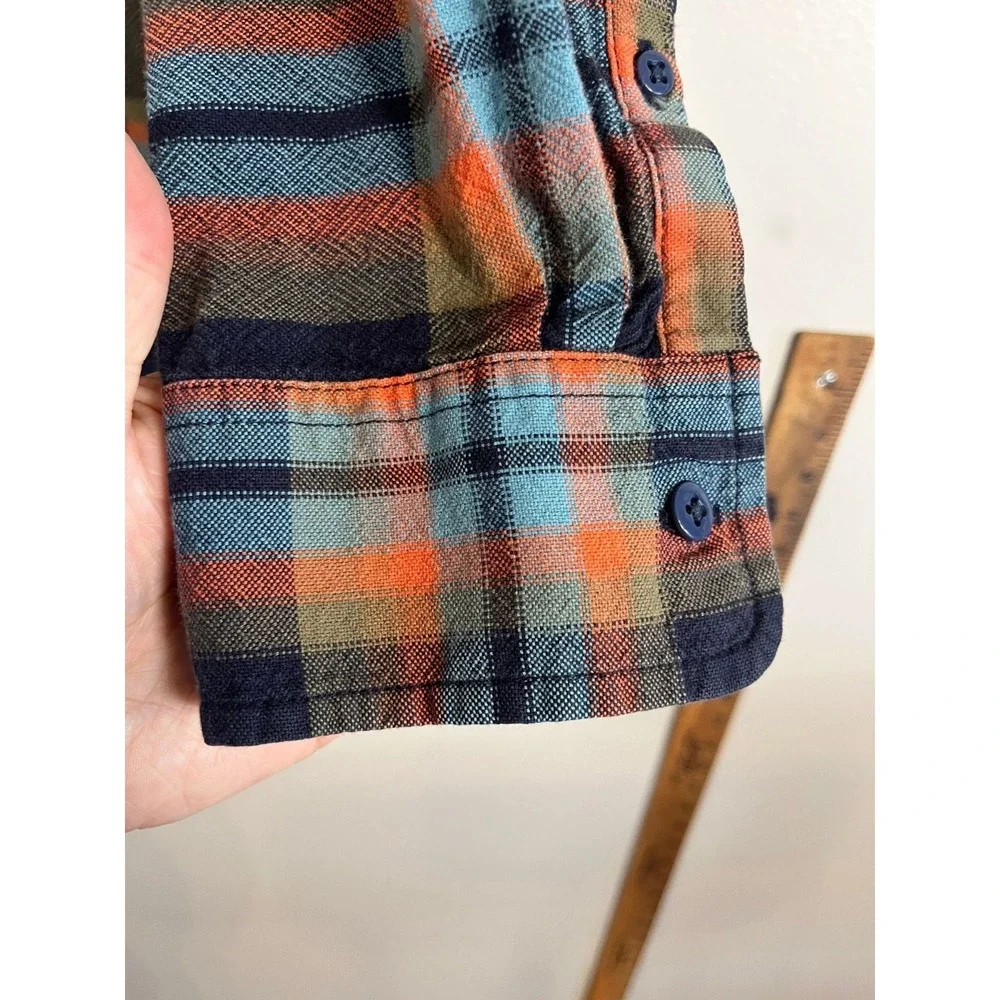 North‎ Face Flannel Check Shirt M Orange Plaid Lumberjack Outdoor Grunge Skater
